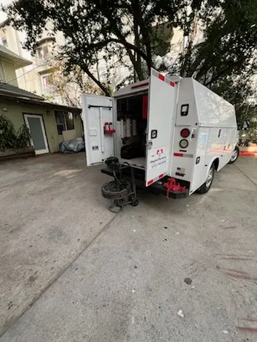 Magnet Plumbing service vehicle on-site for Sewer Line Repair in Delray Beach